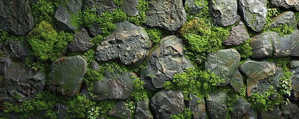 Moss-Covered Stone Texture Background, 4K hyperrealistic photo