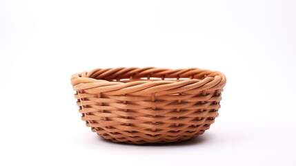 Wicker basket isolated on pure white background