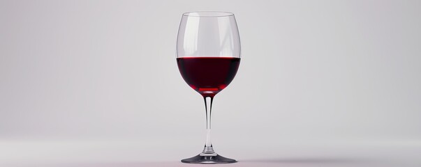 Isolated red wine glass on white background mockup, 4K hyperrealistic photo