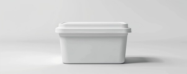 Isolated white plastic container on white background mockup, 4K hyperrealistic photo