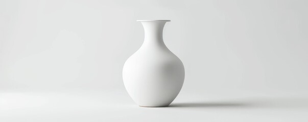 Isolated white vase on white background mockup, 4K hyperrealistic photo