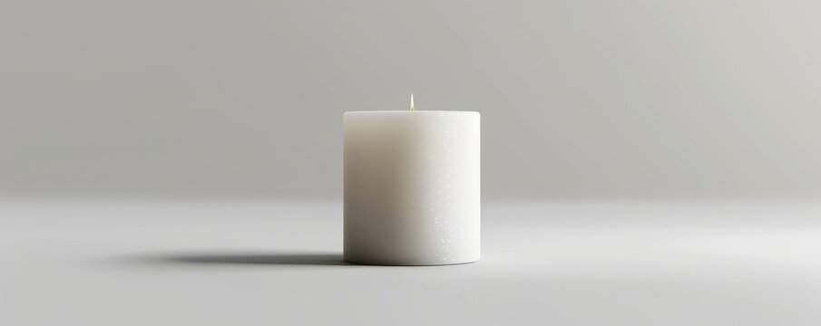 Isolated white candle on white background mockup, 4K hyperrealistic photo