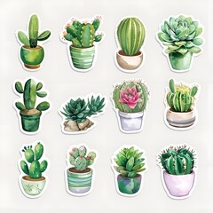 vibrant cactus and succulent stickers are perfect for decorating notebooks, planners, scrapbooks.