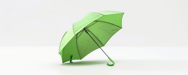 Isolated green umbrella on white background mockup, 4K hyperrealistic photo