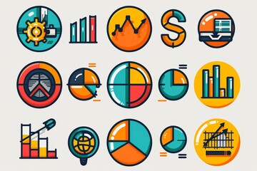 92 Icons representing AI-driven market analysis, a minimalist composition