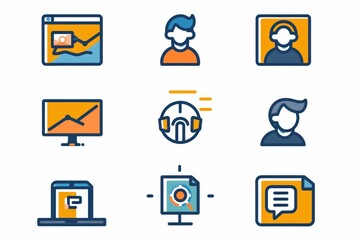 97 Icons representing AI-driven talent management, a minimalist composition