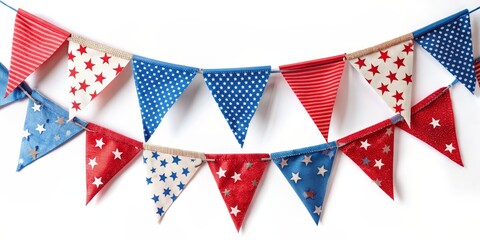 Fototapeta premium Patriotic Bunting with Stars and Stripes, Red, White, and Blue, American Flag, Fourth of July, Independence Day, Memorial Day, Patriotic Decor
