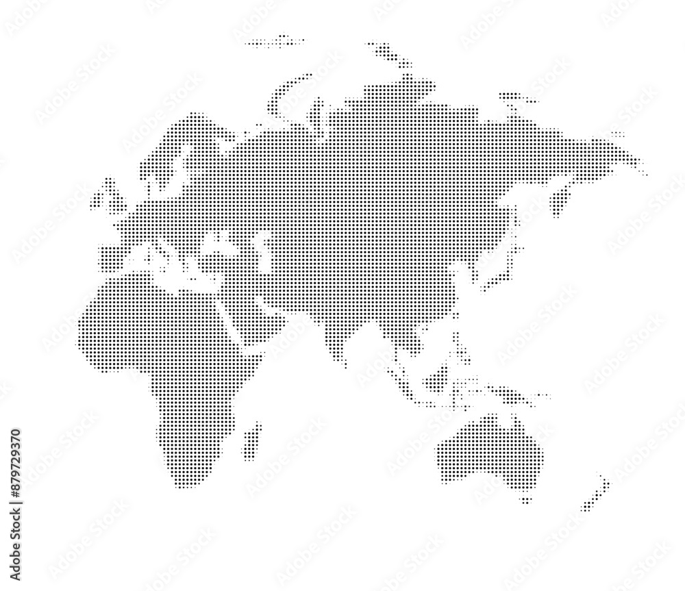 Poster dotted halftone world map dot global. continents of the entire globe. vector