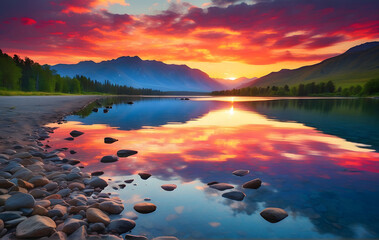 Stunning Panoramic Photo of Natural Landscape with Beautiful Sky Lighting