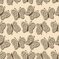 Seamless vector illustration print pattern background wallpaper with butterflies summer spring for textile, paper, pack etc 
