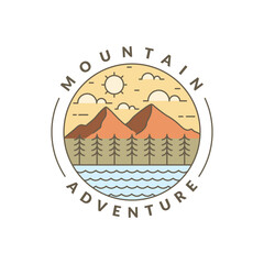 Illustration of mountain monoline or line art style