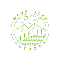Illustration of mountain monoline or line art style