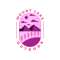 Illustration of mountain monoline or line art style