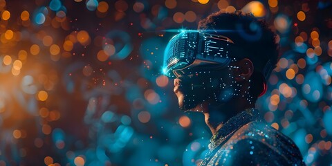 The Fusion of Humans and Technology Augmented Reality and Neuralink Interfaces. Concept Human-Machine Integration, Augmented Reality, Neuralink Interfaces, Technology Fusion, Future Technologies