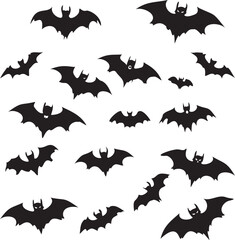 Halloween bats silhouettes 
