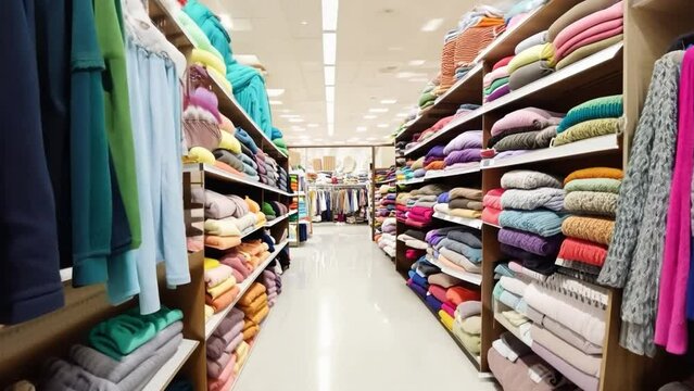 Variously colored clothing on the racks