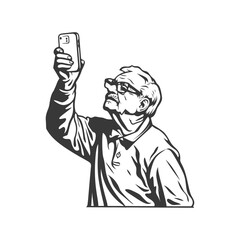 minimalist logo or symbol for elderly man activity black color only