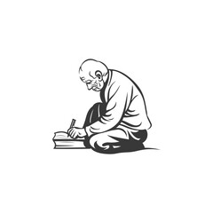 minimalist logo or symbol for elderly man activity black color only