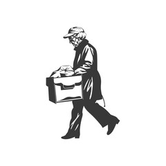 minimalist logo or symbol for elderly woman activity black color only