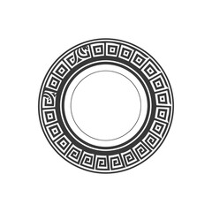 minimalist logo or symbol for greek frame circle black color only