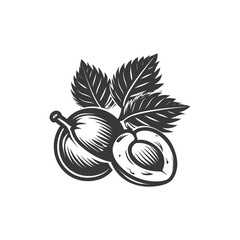 minimalist logo or symbol for hazelnut fruit black color only