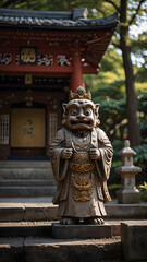 Obraz premium Japanese God Standing in Traditional Japanese Shrine
