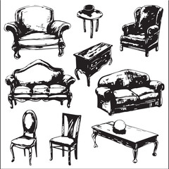 furniture sketch thin line 