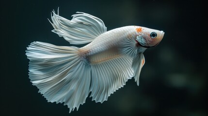 Obraz premium White Siamese Fighting Fish with Flowing Fins