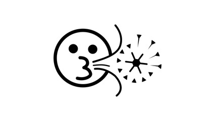 Advertising sign, blow on a dandelion, black isolated silhouette