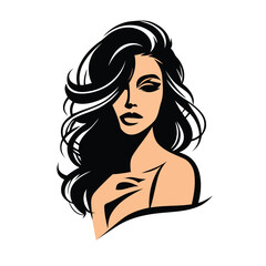 A beautiful girl face, Illustration, Vector graphic, Fashion Design
