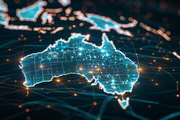 Digital map of Australia network and connectivity created with Generative AI