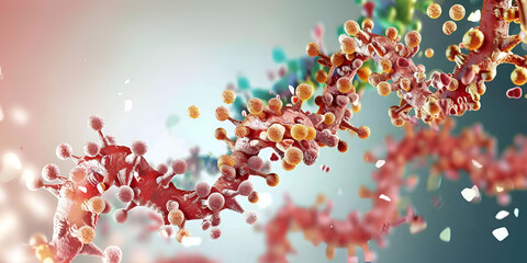 Complex Molecular Structure Visualization - Colorful DNA Helix Representation and Biochemical Research Imagery