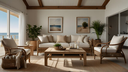 Beach House Living Room with White Colors