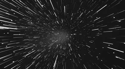 A star wars style black and white background with star trails, Generative AI illustrations. 
