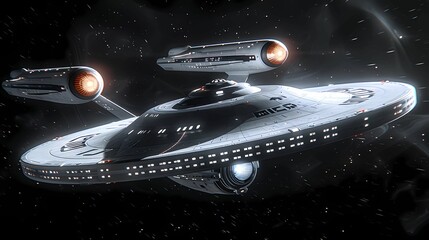 A model of a spaceship in the space on the top and a star on the background, Generative AI illustrations. 
