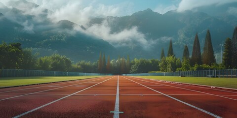 Vast Running Track Stadium Extending for Miles. Concept Sports Photography, Athletic Competitions, Track and Field Events, Endurance Training, Competitive Running