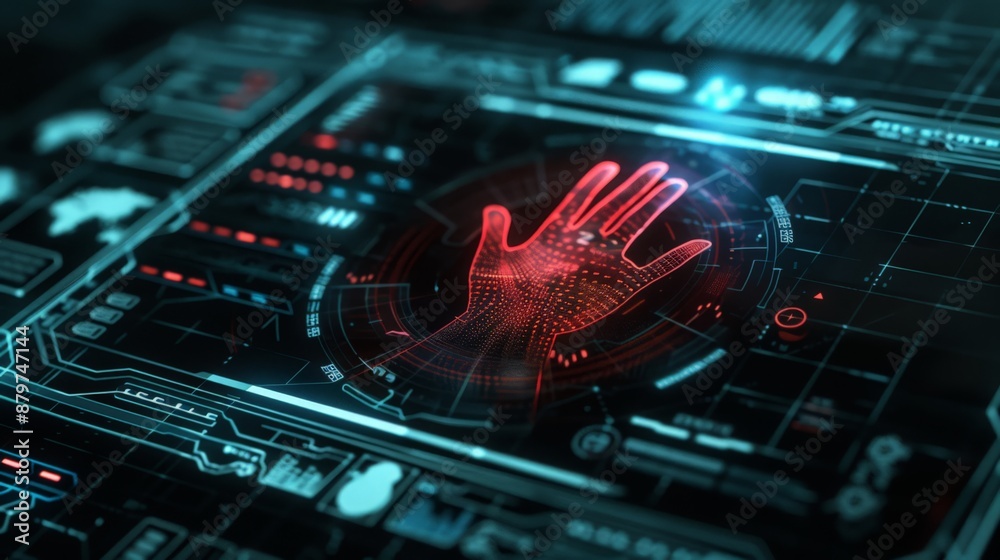 Poster biometric security system, emphasizing advanced authentication methods