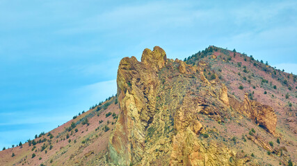 Fototapeta premium Aerial View of Craggy Rock Formation in Smith Rock State Park