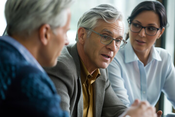 Fototapeta premium Business Meeting with Mature Professionals Engaged in Discussion