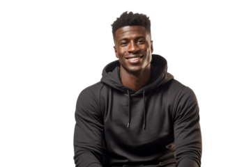 Athletic black man in sportswear isolated on white background