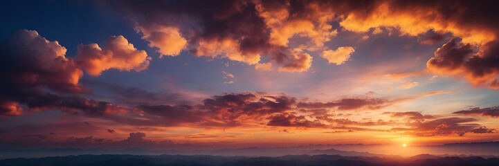 Beautiful evening sunrise over the sea, Wide cover background