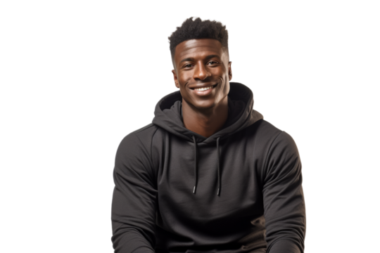 Athletic black man in sportswear isolated on white background