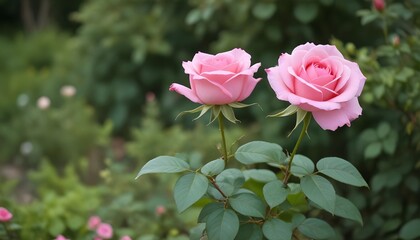 Obraz premium Pink rose in garden background