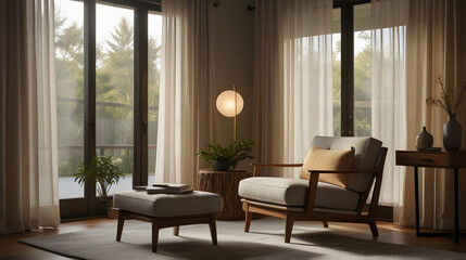 Serene Living Space with Midcentury Modern Furniture
