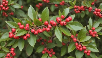 Obraz premium Cotoneaster salicifolius var. floccosus, willowleaf cotoneaster background