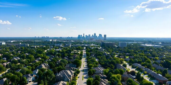 Captivating Aerial View of Overland Park Kansas' City Architecture and Skyline. Concept Cityscape Photography, Aerial View, City Architecture, Overland Park Kansas, Skyline View