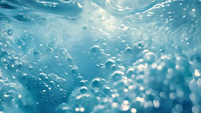 water bubbles, Many air bubbles floating in the blue water of the pool, bubbles floating to the surface of the tropical sea, trailer, 4k footage, video, video clip, slow motion, video wallpaper
