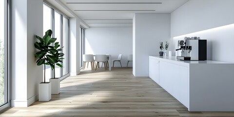 Comfortable and Well-Equipped Modern Office Break Room. Concept Break Room Design, Employee Comfort, Modern Amenities, Productivity Boost, Relaxing Environment