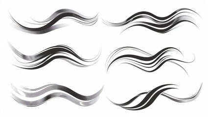 Fototapeta premium This artwork features abstract black and white wave designs in various styles, capturing the fluidity and motion of waves in a modern and minimalistic art form.