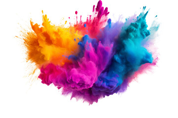 Colorful paint powder bursting with energy Isolated on white background
